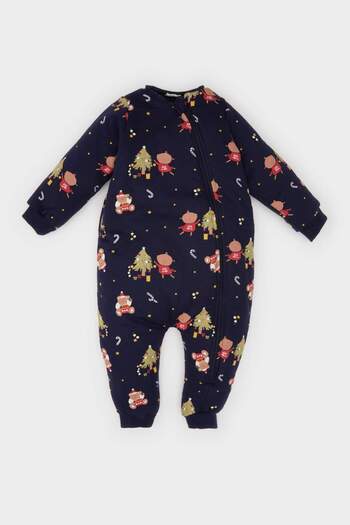 DeFacto Baby Boy Newborn Christmas Themed Combed Cotton Zip Long Sleeve Sleeping Bag D7193A524Wn