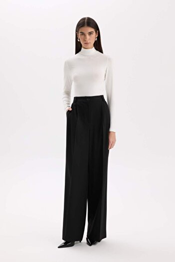 DeFacto Wide Leg Kışlık Pantolon Uzun Boy Cepli Yüksek Bel Geniş Bol Paça E2799AX24WN