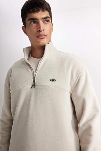 DeFacto Relax Fit Dik Yaka Fermuarlı Polar Sweatshirt D2348AX24AU