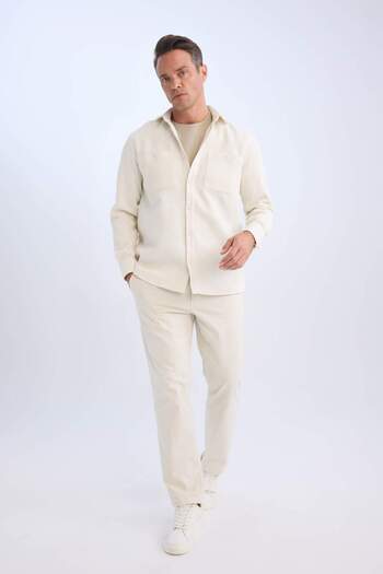 DeFacto Relax Fit Polo Neck Flannel Long Sleeve Shirt D1061Ax24Wn