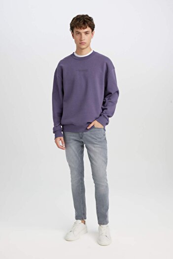 DeFacto Bedrucktes Box-Fit-Sweatshirt mit Rundhalsausschnitt X8282az24au