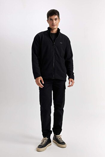 DeFacto Φούτερ Relax Fit Stand Collar Fleece με φερμουάρ D2349AX24AU