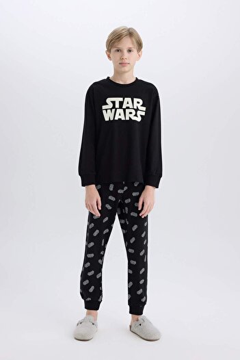 DeFacto Star Wars-Pyjama-Set für Jungen, langärmliges Oberteil, langer Unterteil, D8572A824WN