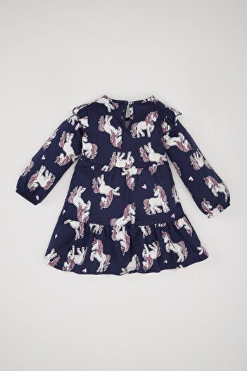 DeFacto Kız Bebek Unicorn Baskılı Uzun Kollu Sweat Elbise D5632A524WN