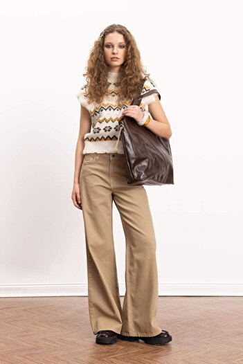 DeFacto Coool Gabardin Pantolon Wide Leg Yüksek Bel Geniş Bol Paça E1794AX24WN