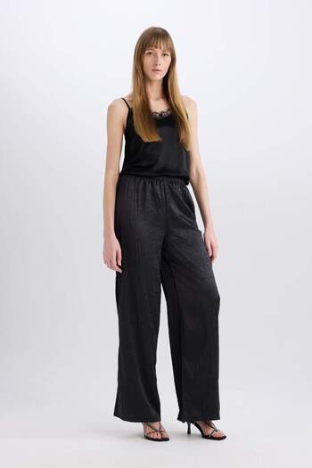 DeFacto High Waist Wide Leg Long Crochet Pants with Pockets E2739Ax24Wn