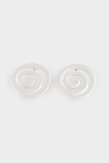 DeFacto Women's Spiral Motif Matte Silver Earrings E1326Axns