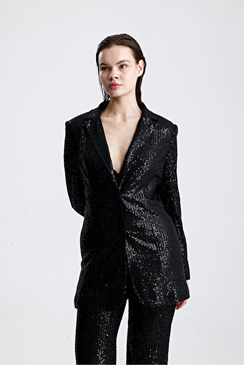 Sense Lined Sequin Evening Dress Jacket| Ckt34262 Black