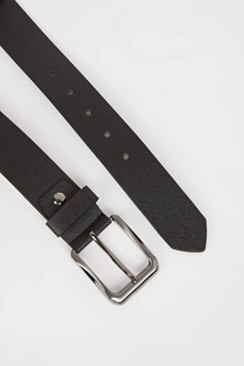 DeFacto Men's Rectangular Buckle Faux Leather Jean Belt S4304Azns
