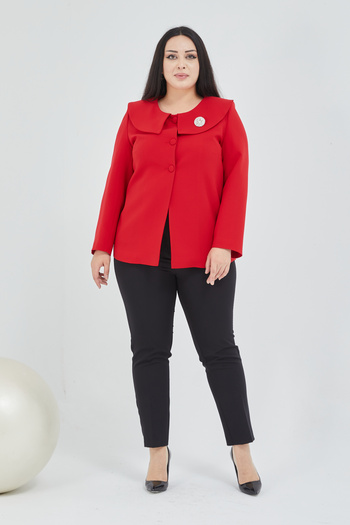 Fagi Women's Large Size Shawl Collar Brooch Jacket