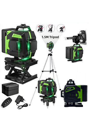 Choice with1.5m tripod kit 16 Lines Laser Level Green Line SelfLeveling 360 Horizontal And Vertical Profess