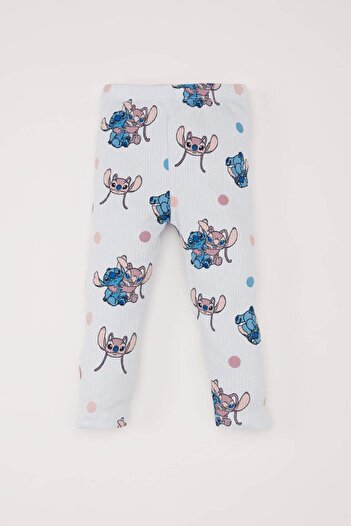 DeFacto Disney Lilo & Stitch Baby-Pyjama-Set für Mädchen – langärmlig, geripptes Leibchen, elastische Taille, langer Boden
