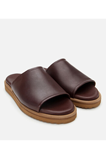 Hotiç Men's Leather Brown Ultra Light Sole Slippers