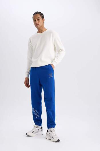 DeFacto DeFactoFit Χοντρό Jogger Sweatpants NBA Golden State Warriors Standard Fit με κορδόνια μέσης με τσέπες D32