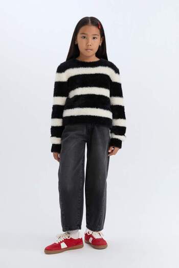 DeFacto Girl's Barrel Fit Ankle Length Wide Wide Leg Jean Trousers D5448A824Wn
