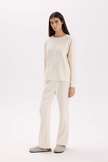 DeFacto Be in Love Pajama Set - Regular Fit, Solid, Long Sleeve, Wide Loose Leg D2259Ax24Wn