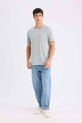DeFacto 100% Cotton New Regular Fit Crew Neck Basic Plain Short Sleeve T-Shirt E1091Axns