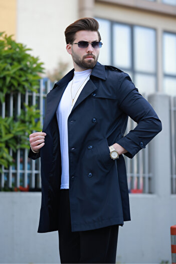BASEL.CO Trench Coat with Belt and Epaulettes