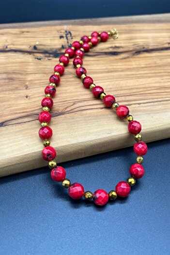 Balzamin Design Energy and Balance Coral Hematite Necklace |   Handmade Steel Design Modern Stylish
