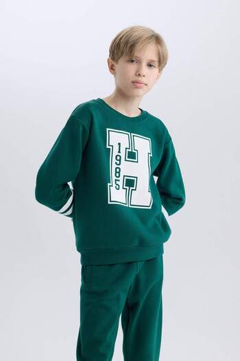 DeFacto Erkek Çocuk Bisiklet Yaka Baskılı Sweatshirt D4342A824WN