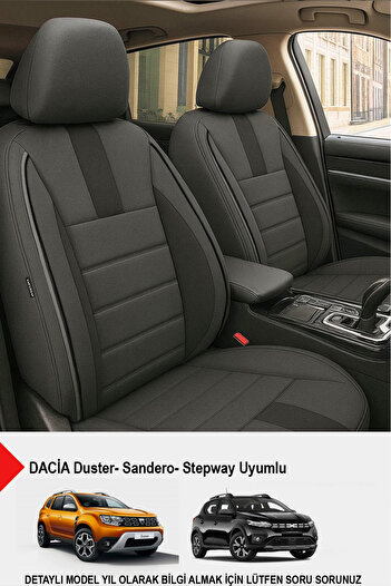 GM-DESIGN غطاء مقعد سيارة أونيكس مدخن (متوافق مع داسيا سانديرو-ستيبواي-داستر)
