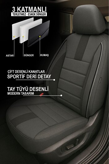 GM-DESIGN غطاء مقعد سيارة أونيكس مدخن (متوافق مع هيونداي I20-I30-أكسنت-أزرق-إيرا-جيتز)