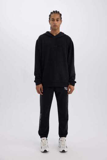 DeFacto DeFactoFit Χοντρό Jogger Sweatpants NBA Wordmark Standard Fit με τσέπη με ελαστικό λουράκι D3231AX24WN