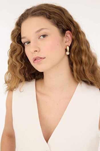DeFacto Gold Pearl Women's Earrings - D7460Axns