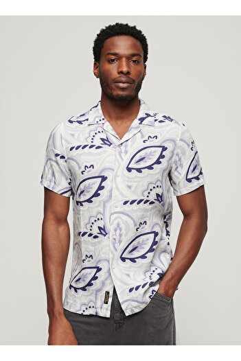 SUPERDRY Normal Çok Renkli Desenli Erkek Gömlek M4010810A2EP_OPEN COLLAR PRINT LINE