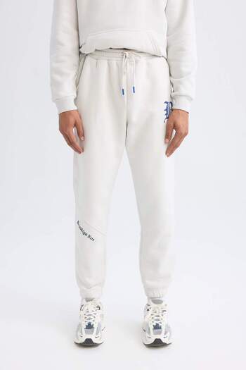 DeFacto DeFactoFit Χοντρό Jogger Sweatpants NBA Brooklyn Nets Standard Fit Μακρύ πόδι με τσέπες D3225AX24WN