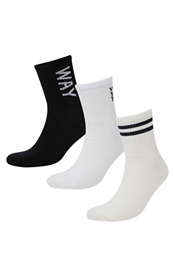 DeFacto Men's Comfortable Elastic 3-Piece Cotton Socks C6735Axns