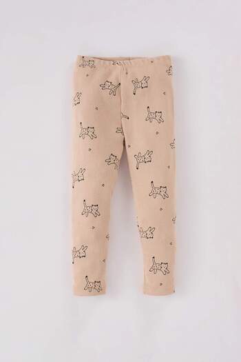DeFacto Baby-Pyjama-Set für Mädchen, gemustert, Rundhalsausschnitt, lange Ärmel, geripptes Leibchen, Oberteil, lange Ärmel, unten D7169A5