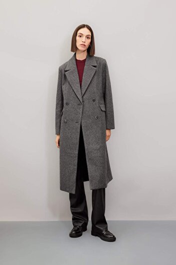 DeFacto Regular Fit Double Breasted Collar Button Pocket Long Cashmere Coat A0908Ax24Wn