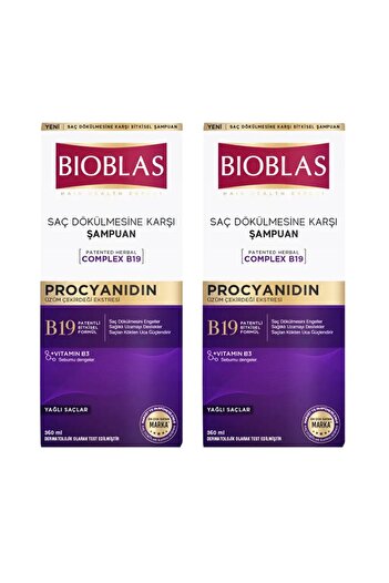 Bioblas Shampoo 360 ml Anti-Hair Loss & Anti-Oil X 2 Pcs