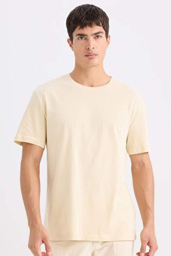 DeFacto 100% бавовна New Regular Fit Велосипедний комір Basic Прямий короткий рукав Футболка E1091AXNS