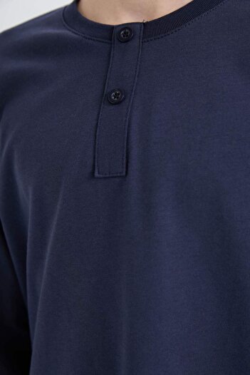 DeFacto Erkek Çocuk Pijama Takımı Dokuma Uzun Kollu Üst Çizgili Alt D2894A824WN