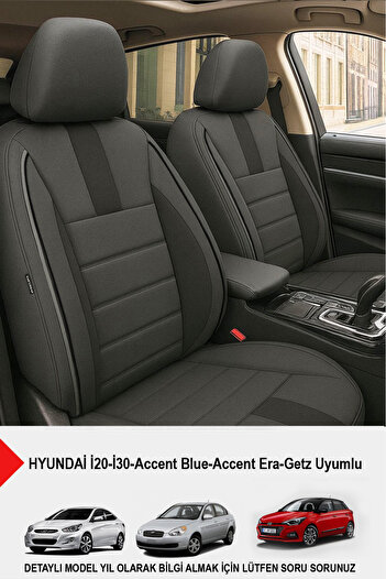 GM-DESIGN غطاء مقعد سيارة أونيكس مدخن (متوافق مع هيونداي I20-I30-أكسنت-أزرق-إيرا-جيتز)