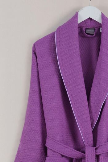 VAROL Dama Series Shawl Collar Pique Bathrobe Dressing Gown