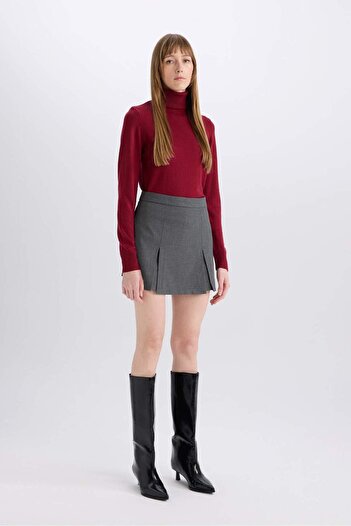 DeFacto High Waist Pleated Casual Classic Shorts Skirt C7340Ax24Wn