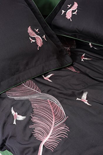 VAROL Embroidered Cotton Satin Double Duvet Cover Set