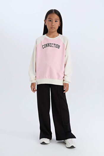 DeFacto Girl's Relax Fit Crew Neck Text Printed Sweatshirt D6642A824Au