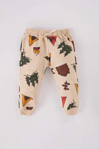 DeFacto Baby Boy 2-Piece Set New Year Printed Sweatshirt Elastic Waist Bottom D5932A524Wn