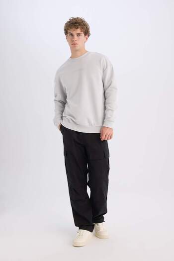 DeFacto Crew Neck Boxy Fit Printed Sweatshirt X8282Az24Au