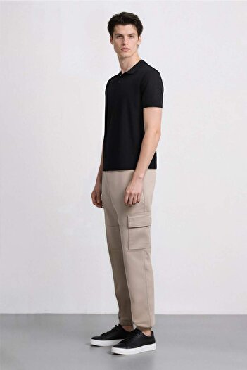 DeFacto Jogger Gabardin Pantolon Beli Lastikli Kargo Cepli Lastikli Paça E1037AX24WN
