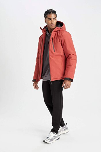DeFacto Slim Fit Hooded Parka with Thermometer - Waterproof and Windproof