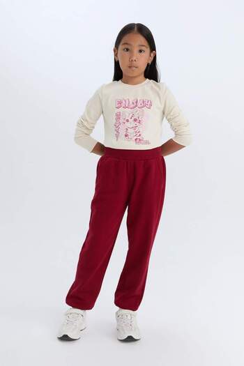 DeFacto Kız Çocuk Beli Paçası Lastikli Cepli Basic Düz Jogger Eşofman Altı D7008A824WN