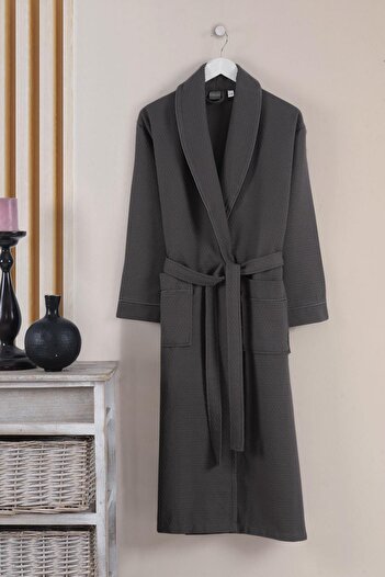 VAROL Dama Series Shawl Collar Pique Bathrobe Dressing Gown