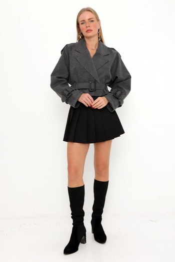 Safgiyim44 Anthracite Belted Cashmere Coat