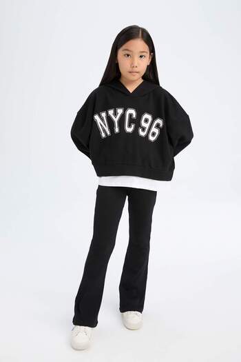 DeFacto Girl's Spanish Sweatshirt and Leggings Set - Hooded, Printed D0725A824Au