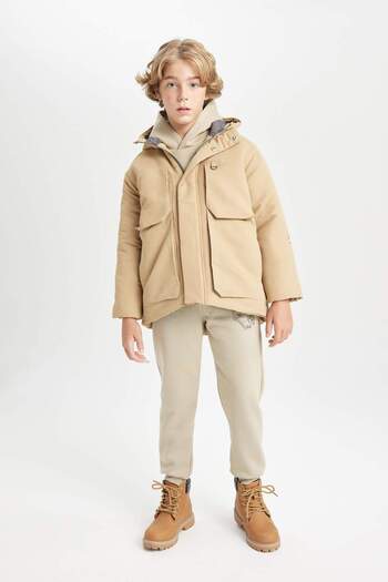 DeFacto Boy's Waterproof Hooded Fleece-Lined Parka C9077A824Wn